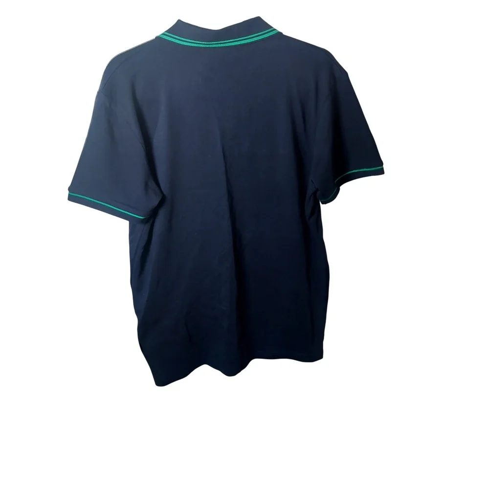 Gucci Mens Navy Blue Cotton Web Stripe Pocket Polo Shirt Large‎ Interlocking G